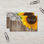 Rustic  Barn Wood Lace Western Country Sunflower Business Card at Zazzle