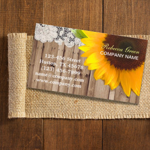 rustic Barn Wood Lace western country sunflower Business Card