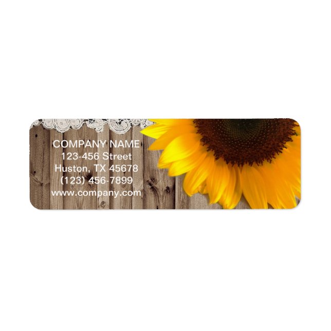 rustic  Barn Wood Lace western country sunflower Label (Front)