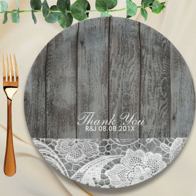 rustic barn wood lace western country wedding paper plates (rustic barn wood lace western country wedding paper plates)