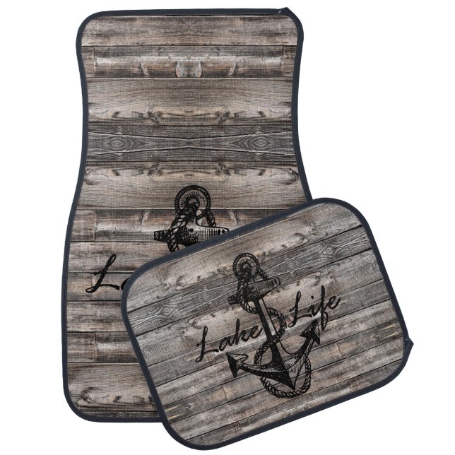 rustic barn wood LAKE LIFE | Car Floor Mat (Set)