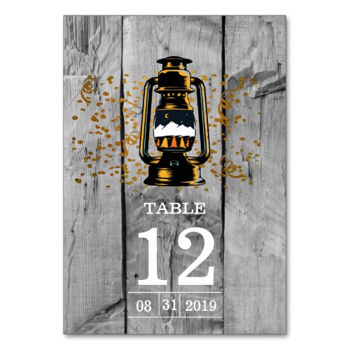 Rustic Barn Wood  Lantern Wedding Table Number