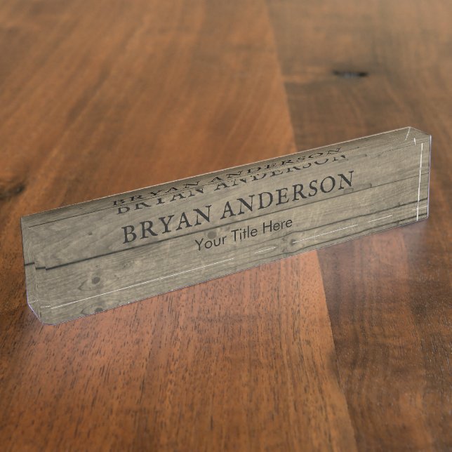 Rustic Barn Wood Look Desk Name Plate (Side)