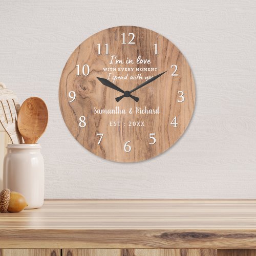 Rustic Barn Wood Love Quote Wedding Anniversary Large Clock