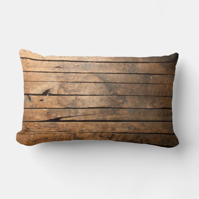 Rustic Barn Wood Lumbar Pillow (Front)