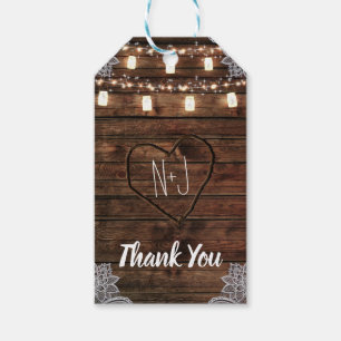 Rustic Barn Wood & Mason Jars Wedding Favor Gift Tags