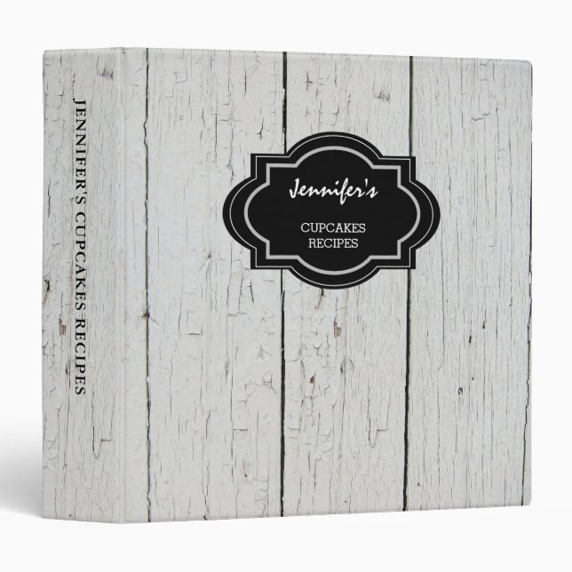 Rustic barn wood personal recipes 3 ring binder (Front/Spine)