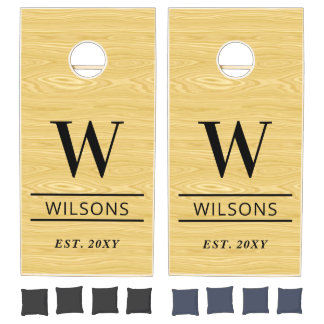 Rustic Barn Wood Personalized Wedding Monogram Cornhole Set