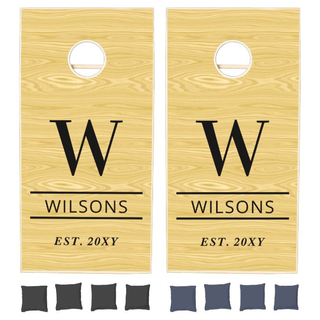 Rustic Barn Wood Personalized Wedding Monogram Cornhole Set (Set)