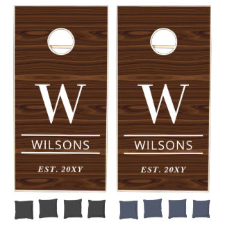 Rustic Barn Wood Personalized Wedding Monogram Cornhole Set