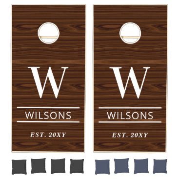 Rustic Barn Wood Personalized Wedding Monogram Cornhole Set