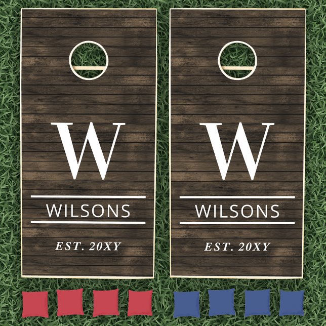 Rustic Barn Wood Personalized Wedding Monogram Cornhole Set (Creator Uploaded)