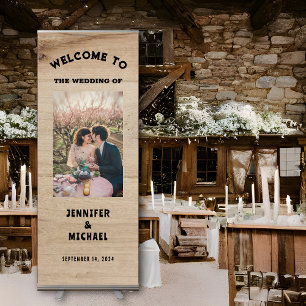 Rustic barn wood photo rural country wedding retractable banner