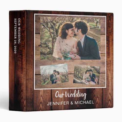 Rustic barn wood photo wedding album 3 ring binder