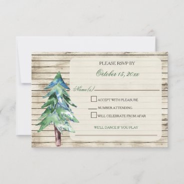 Rustic Barn Wood Pine Wedding Invitation