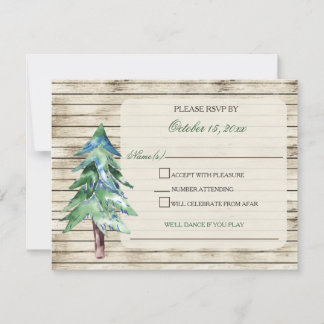 Rustic Barn Wood Pine Wedding Invitation