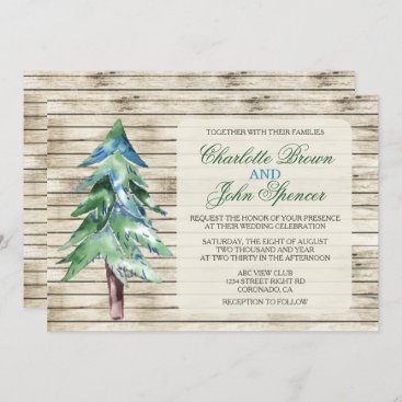 Rustic Barn Wood Pine Wedding Invitation
