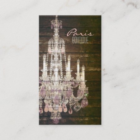 Rustic Barn Wood Purple French Chandelier Business Card