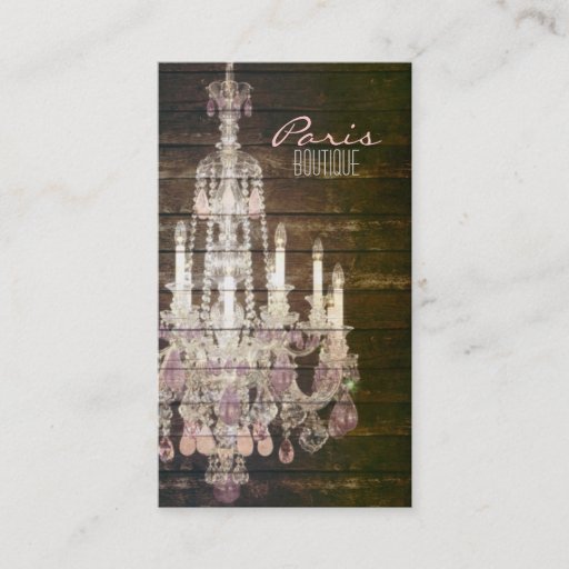 Customizable vintage barnwood purple chandelier paris fashion business card template