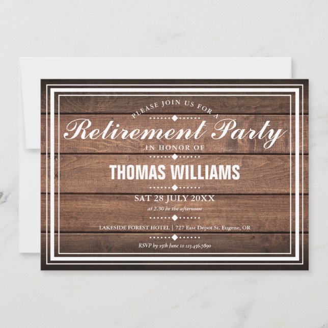 Rustic Barn Wood Retirement Party Invitation (Front)