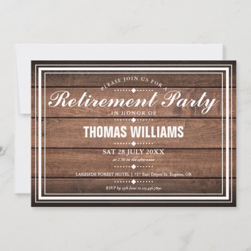 Rustic Barn Wood Retirement Party Invitation