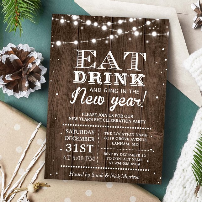 Rustic Barn Wood | Ring in the New Years Eve Party Invitation (Creator Uploaded)