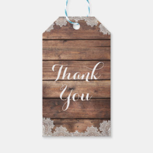 Rustic Barn Wood Romantic Lace Bridal Favor Gift Tags