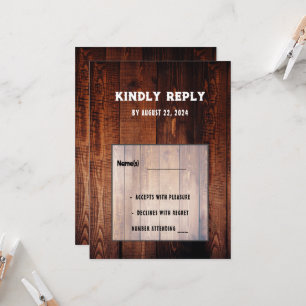 Rustic barn wood rural country wedding RSVP Invitation