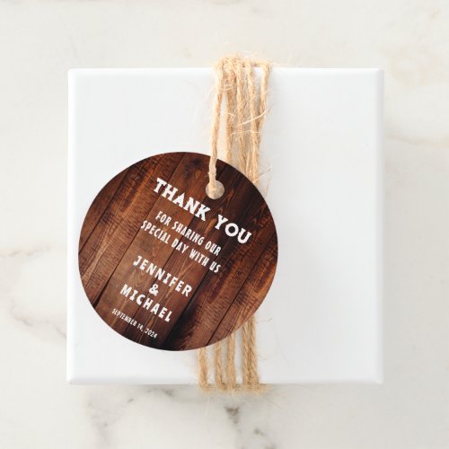 Rustic barn wood rural country Wedding Thank You Favor Tags