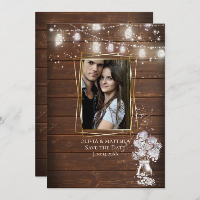 Rustic Barn Wood Save the Date Invitation (Front/Back)