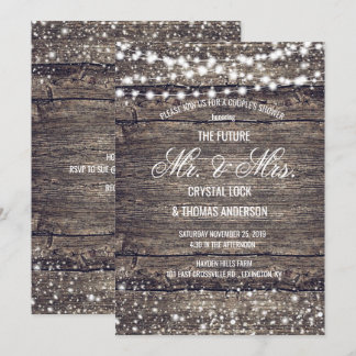 Rustic Barn Wood Snowflakes Winter Couple's Shower Invitation