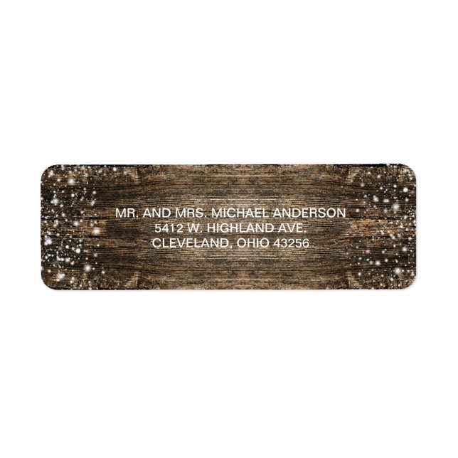 Rustic Barn Wood Snowflakes Winter Wedding Label (Front)