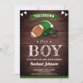 Rustic Barn Wood Sports Boy Football Baby Shower Invitation (Front)