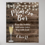 Rustic Barn Wood String Lights Mimosa Bar Sign<br><div class="desc">Rustic Barn Wood String Lights Mimosa Bar Sign.</div>