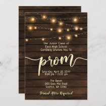 Rustic Barn Wood String lights Prom Invitation