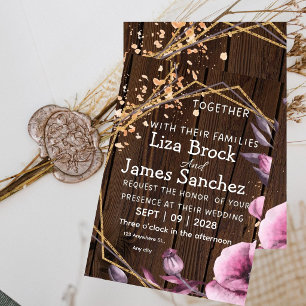 Rustic Barn Wood String Lights Wedding Invitation 