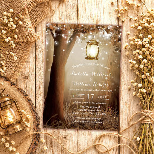 Rustic Barn Wood String Lights Wedding Invitation
