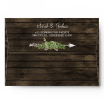 Rustic Barn Wood Succulent Country Chic Wedding Envelope