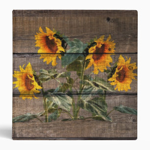 Rustic Barn Wood Sunflower 3 Ring Binder