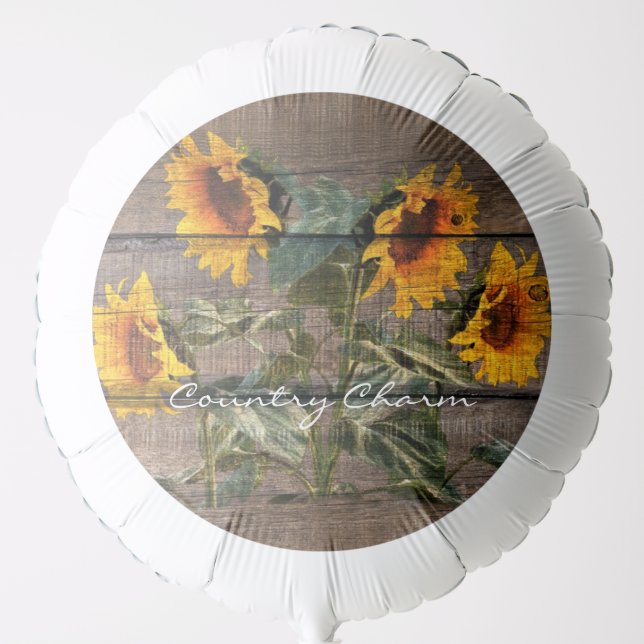 Rustic Barn Wood Sunflower Balloon (Front)