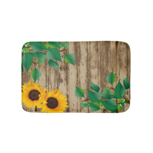 Rustic Barn Wood Sunflower Bathroom Mat