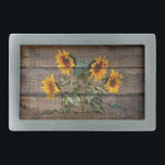 Rustic Barn Wood Sunflower Belt Buckle<br><div class="desc">Rustic</div>