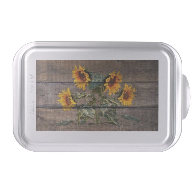 Rustic Barn Wood Sunflower Cake Pan (Front)