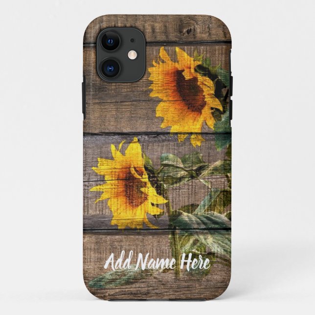 Rustic Barn Wood Sunflower Case-Mate iPhone Case (Back)