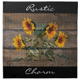 Rustic Barn Wood Sunflower Cloth Napkin
