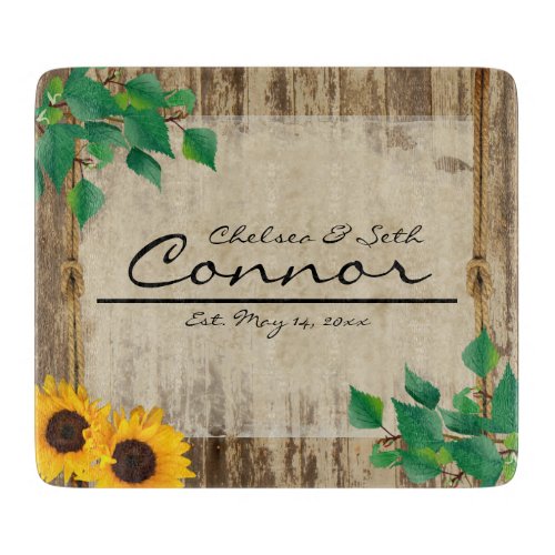 Rustic Barn Wood Sunflower Cutting Board