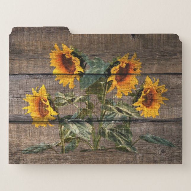 Rustic Barn Wood Sunflower File Folder (Front Left)