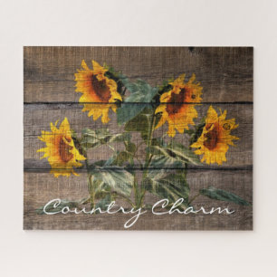 Rustic Barn Wood Sunflower Jigsaw Puzzle