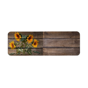 Rustic Barn Wood Sunflower Label