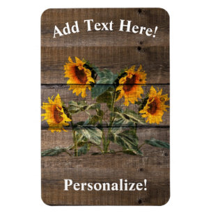Rustic Barn Wood Sunflower Magnet
